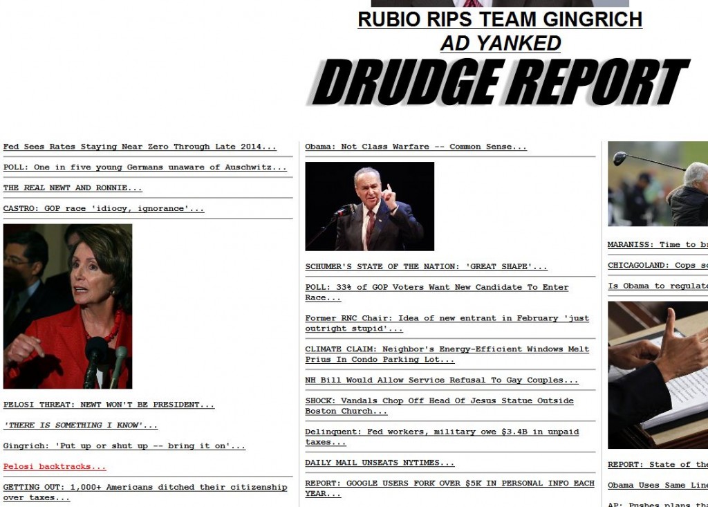 Drudge Rubio Rips Newt 340 pm 1-25-2012