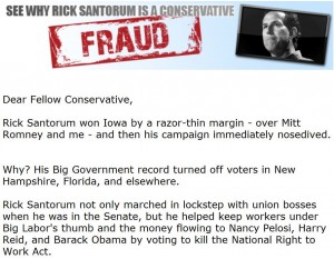 Ron Paul anti-Santorum email
