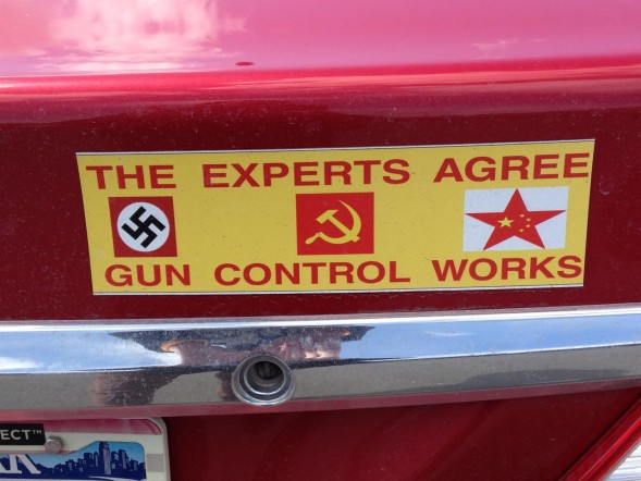 http://legalinsurrection.com/wp-content/uploads/2014/04/Bumper-Sticker-Ithaca-Experts-Agree-Gun-Control-589x442.jpg
