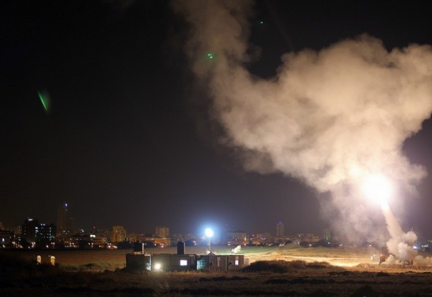 (Israeli fires Iron Dome missile interceptor, July 2014)