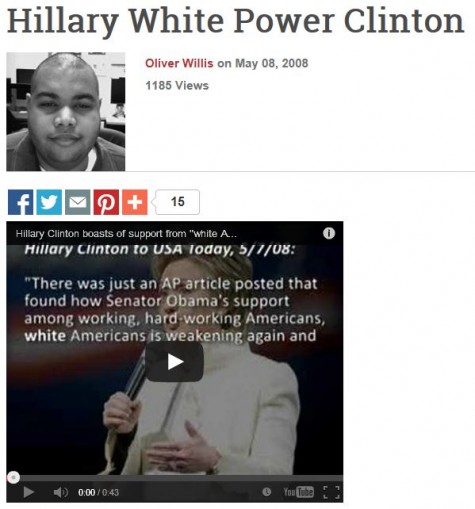 Hillary White Power Clinton Daily Bantor Oliver Willis 2008