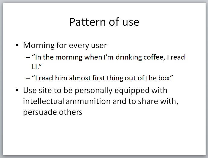 Legal Insurrection Research - Slide - Pattern of Use