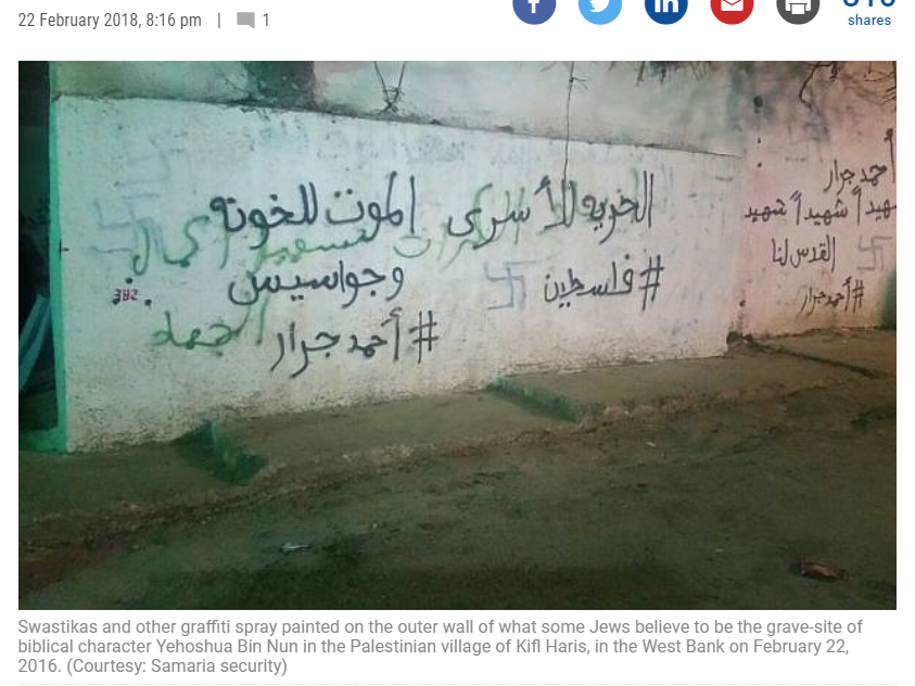 https://www.timesofisrael.com/jewish-worshipers-find-swastikas-defacing-holy-site-in-palestinian-village/