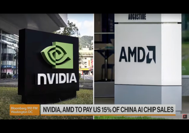 Nvidia, AMD to Pay Government 15% of AI Chip Sales to China