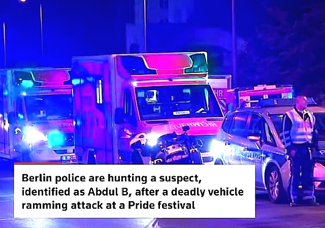Berlin: 1 Killed, 29 Injured as Machete-Wielding Islamist Rams Van Targeting Pride Parade